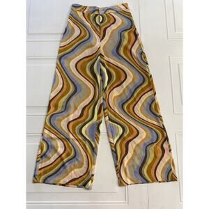 Urban Outfitters Olympia Printed S Pants Wide-Leg Multicolor Swirl Retro Groovy